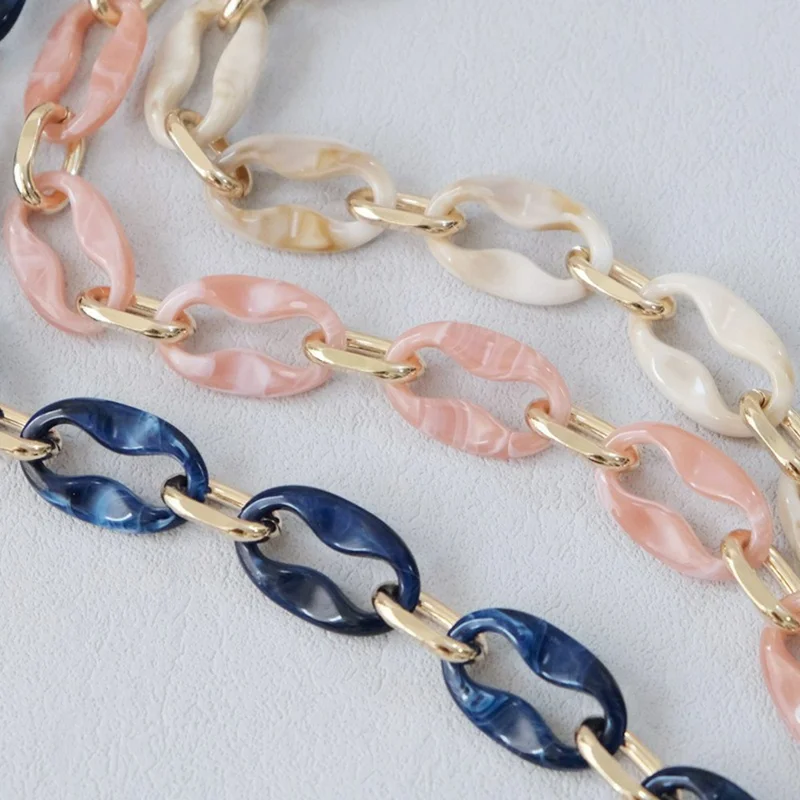 46cm Acrylic Chain Bag Strap Phone Charm Handbag Purse Clutches Handles with Detachable Spring Clips - Beige