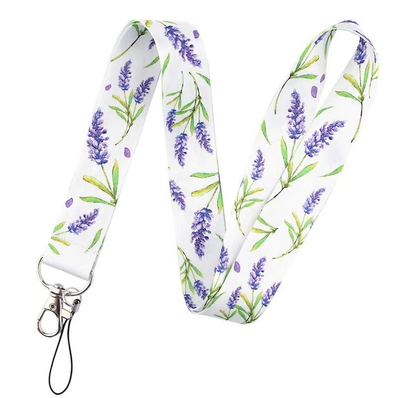 Flower Pattern Phone Lanyard Nylon Strap Keychain ID Holder Keyring for Phones Bags Keys - AL4057