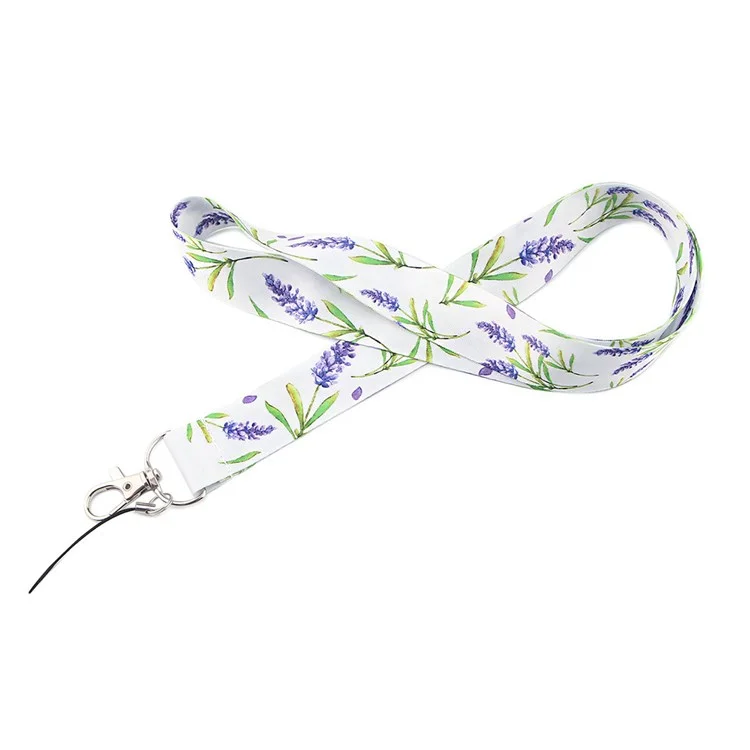 Flower Pattern Phone Lanyard Nylon Strap Keychain ID Holder Keyring for Phones Bags Keys - AL4057