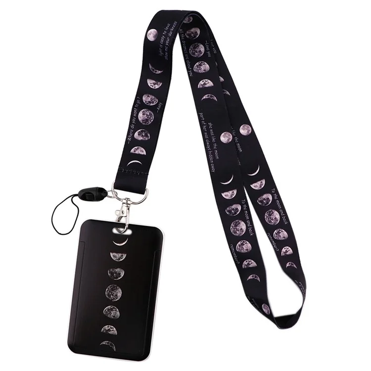 Phone Lanyard with Badge Holder Moon Planet Astronauts Keychain Neck Lanyard Strap ID Holder -  AL872-10