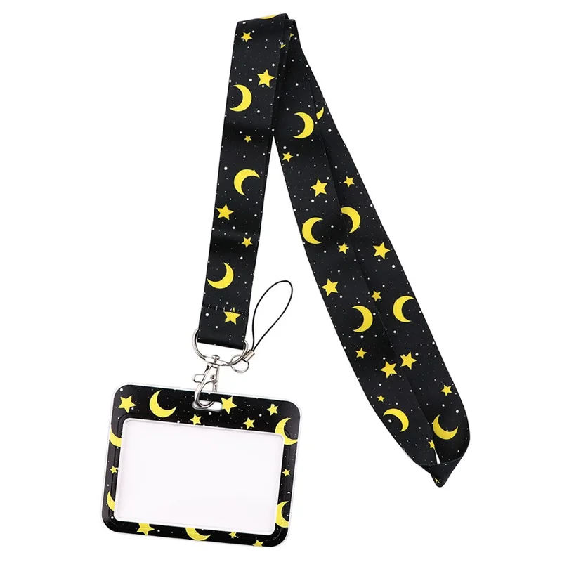 Phone Lanyard with Badge Holder Moon Planet Astronauts Keychain Neck Lanyard Strap ID Holder - AL872-2