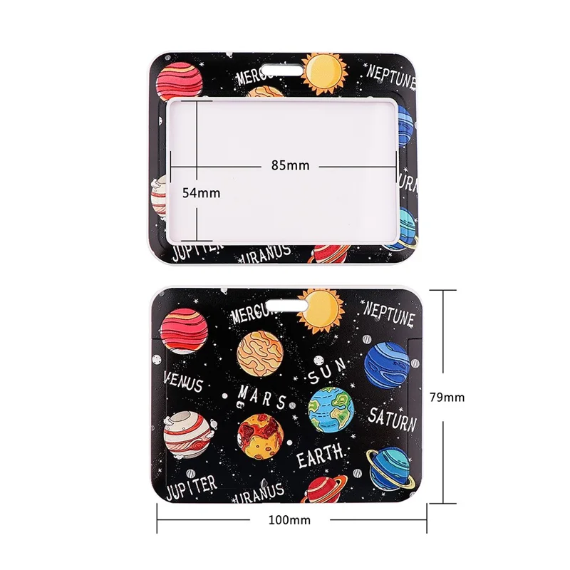 Phone Lanyard with Badge Holder Moon Planet Astronauts Keychain Neck Lanyard Strap ID Holder - AL872-2