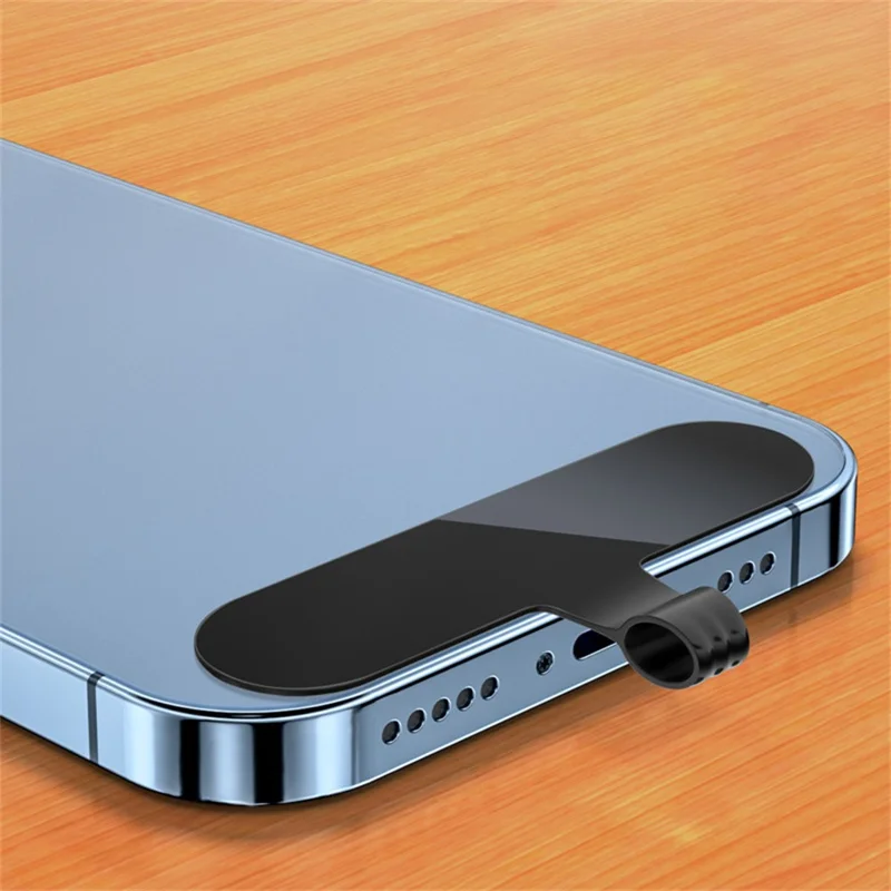 6 x 3,19 cm Telefon Fastgørelseslomme Universal TPU Telefonlomme Slingrepatch Telefonrems Erstatningsdel - Stor Hul/Sort