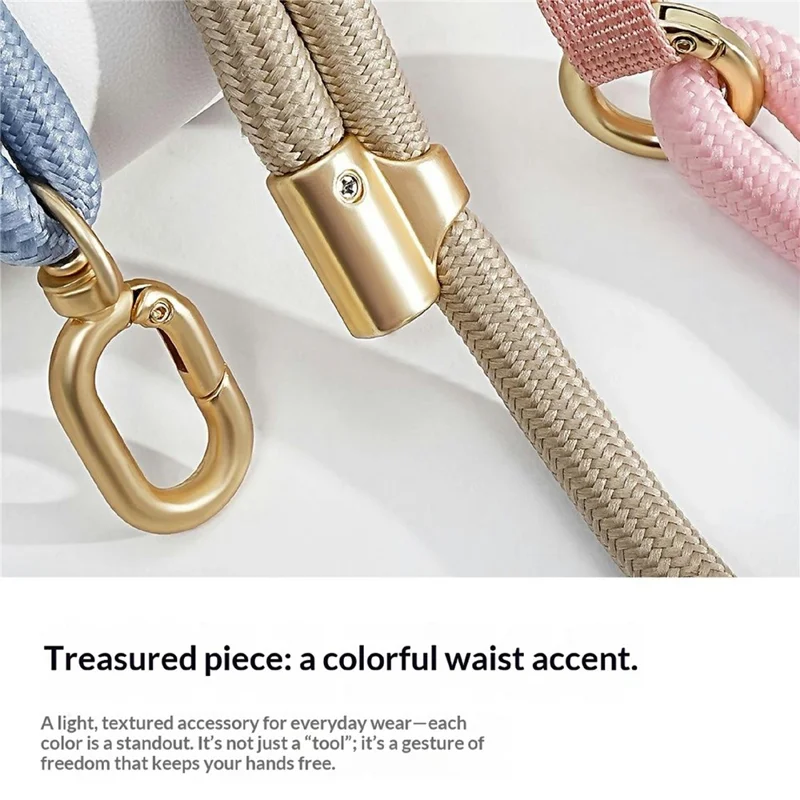 130cm Phone Lanyard Wide Flat Design Painted Metal Hardware Neck Strap with Tether Tab for Mobile Phone - Black