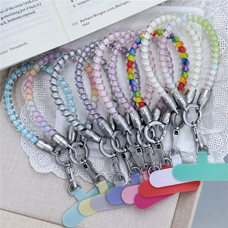 40cm Phone Lanyard Spring Silicone Strong Rebound Anti-Deformation Strap with Tether Tab for Mobile Phone - Mixed Colors