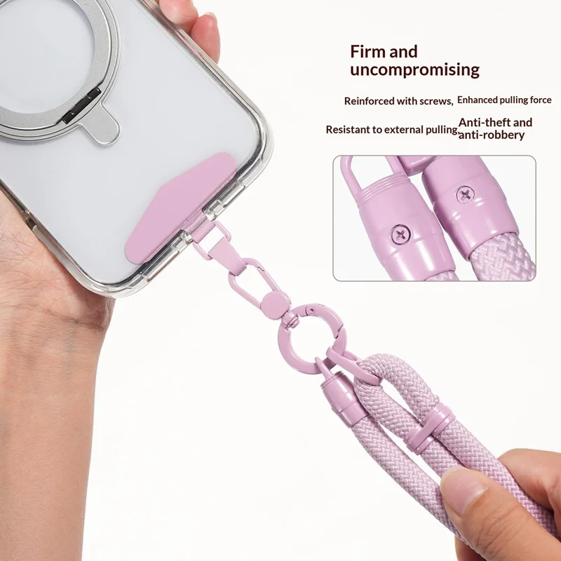150cm Crossbody Phone Strap 3 in 1 Adjustable Lanyard Paint Coating Polyester Neck Strap with Tether Tab - Beige