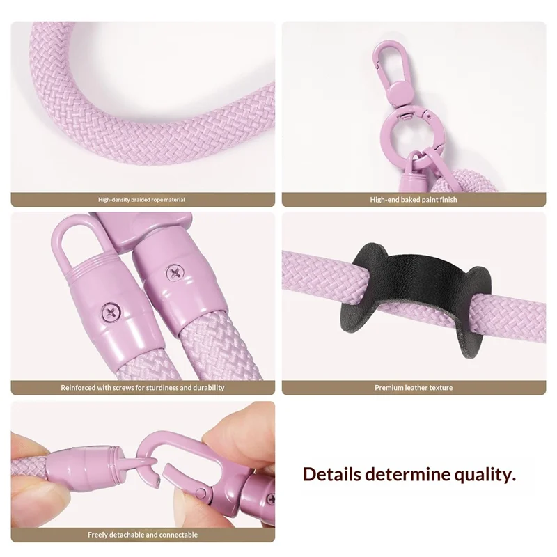 150cm Crossbody Phone Strap 3 in 1 Adjustable Lanyard Paint Coating Polyester Neck Strap with Tether Tab - Beige