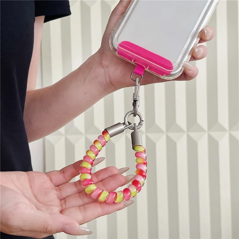 Elastic 18cm Short Phone Strap Anti Theft Keychain Lanyard with Tether Tab - Red