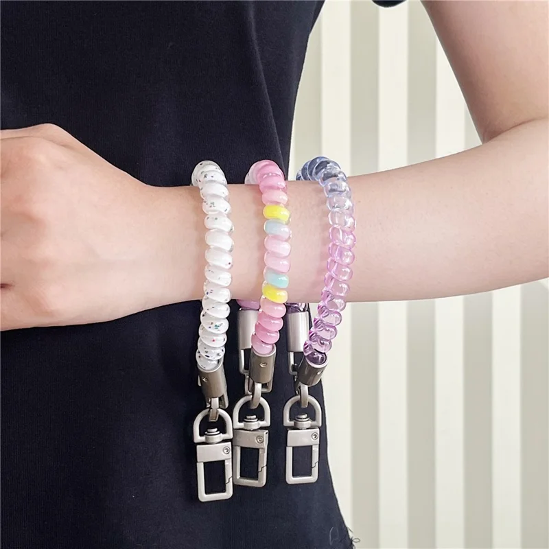 Elastic 18cm Short Phone Strap Anti Theft Keychain Lanyard with Tether Tab - Red