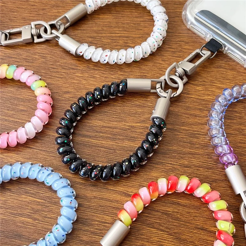 Elastic 18cm Short Phone Strap Anti Theft Keychain Lanyard with Tether Tab - Red