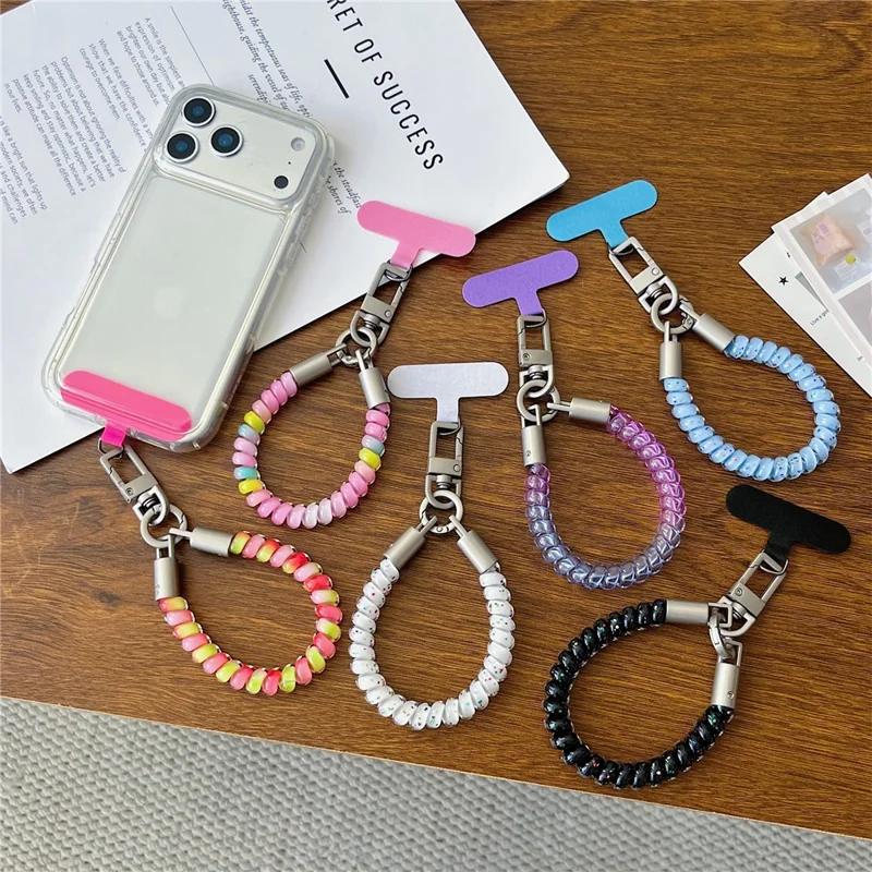 Elastic 18cm Short Phone Strap Anti Theft Keychain Lanyard with Tether Tab - Red