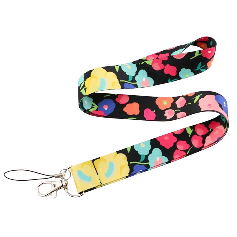 Flower Pattern Mobile Phone Nylon Anti-lost Lanyard Camera Cellphone Name Tag Neck Strap - AL908-2