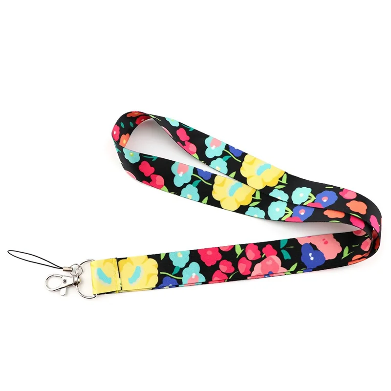 Flower Pattern Mobile Phone Nylon Anti-lost Lanyard Camera Cellphone Name Tag Neck Strap - AL908-2