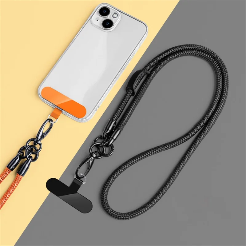 Neck-Mounted Phone Lanyard 3Pcs / Set Anti-Lost Cell Phone Nylon Hanging Rope with Strap, Plastic Tether Tab - Black