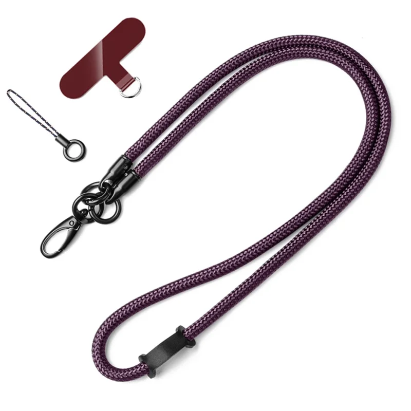 Cordón para cuello de teléfono 3 piezas / Juego Cuerda colgante de nailon antirrobo para teléfono celular con correa, lengüeta de sujeción de plástico - Púrpura oscuro