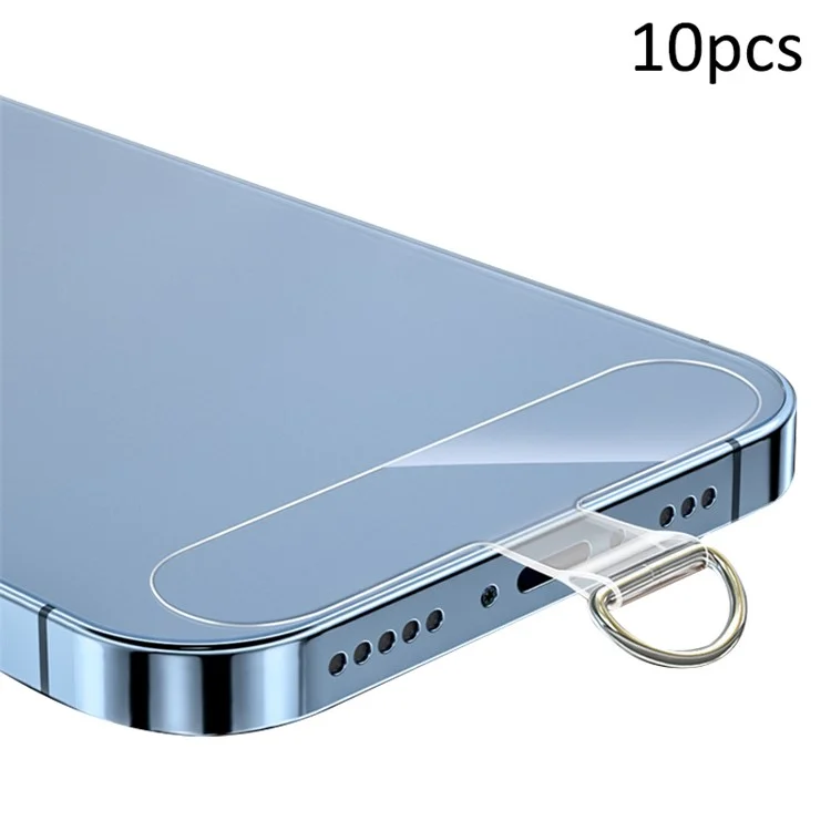 10 unidades / paquete Parche de cordón del teléfono Universal Cell Phone TPU Tether Tabs Pegatina con anillo de metal anti-pérdida para correa de muñeca o cuello del teléfono - Transparente