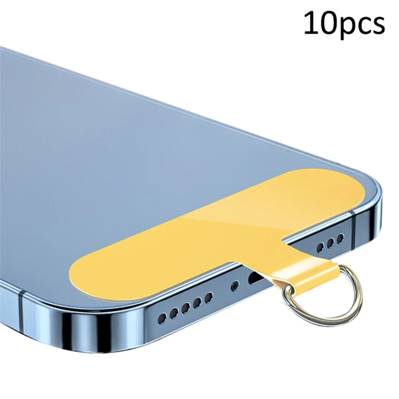 10Pcs / Pack Phone Lanyard Patch Universal Cell Phone TPU Tether Tabs Sticker with Anti-Lost Metal Ring for Phone Wrist Neck Strap - Yellow