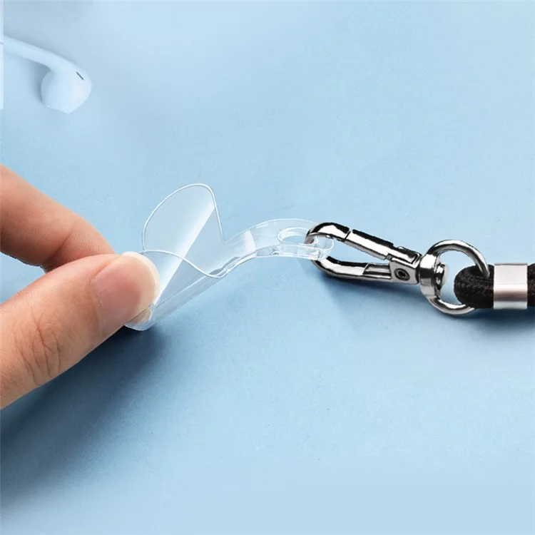 10Pcs / Pack Cell Phone Lanyard Anti-Lost TPU Patch with Hole Universal Phone Tether Tabs Sticker for Wrist Neck Strap - Transparent
