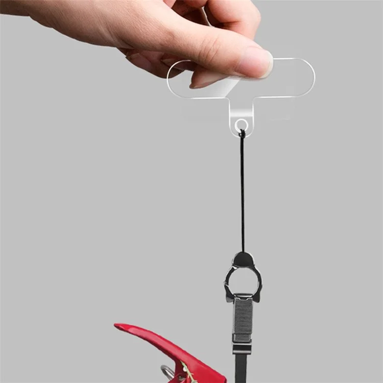 10Pcs / Pack Cell Phone Lanyard Anti-Lost TPU Patch with Hole Universal Phone Tether Tabs Sticker for Wrist Neck Strap - Transparent