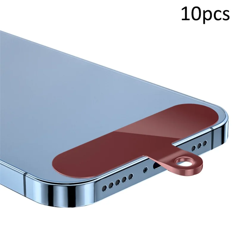 10Pcs / Pack Cell Phone Lanyard Anti-Lost TPU Patch with Hole Universal Phone Tether Tabs Sticker for Wrist Neck Strap - Wine Red