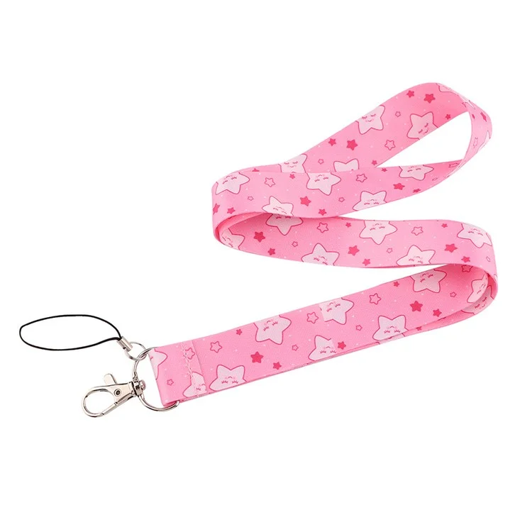 Cute Star Pattern Phone Nylon Lanyard Cellphone Name Tag Badge Anti-lost Rope Neck Strap