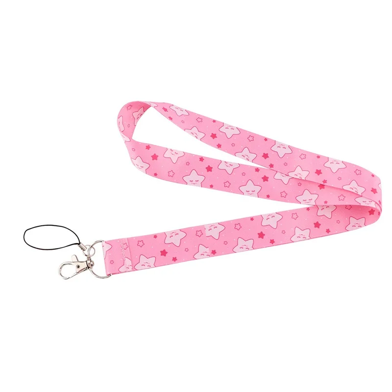 Cute Star Pattern Phone Nylon Lanyard Cellphone Name Tag Badge Anti-lost Rope Neck Strap
