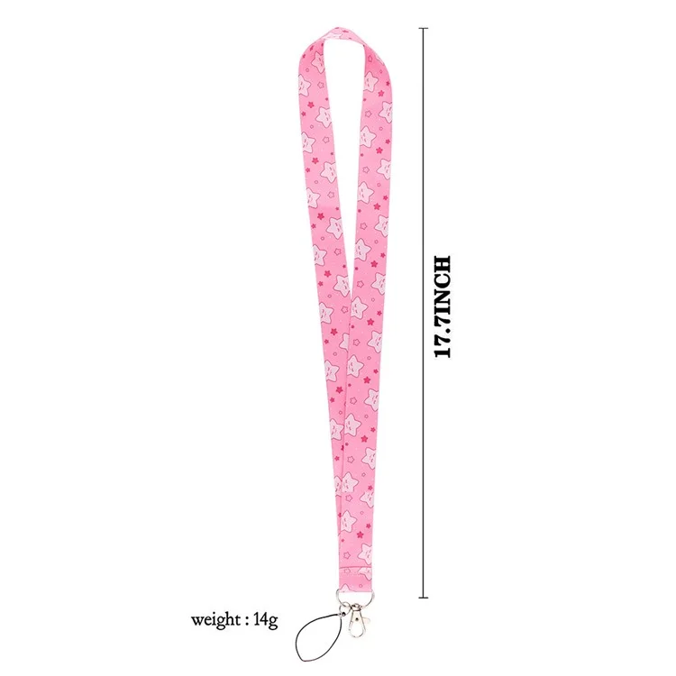 Cute Star Pattern Phone Nylon Lanyard Cellphone Name Tag Badge Anti-lost Rope Neck Strap