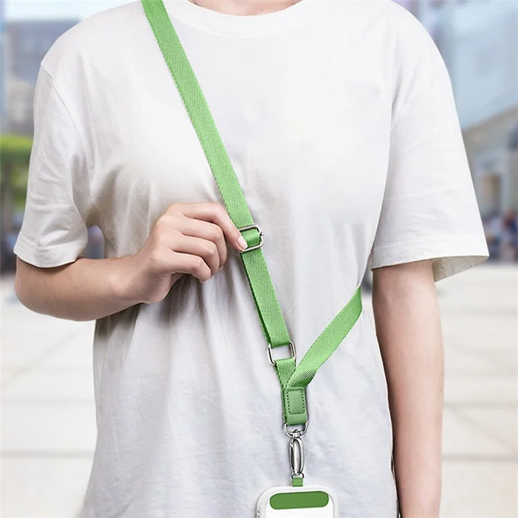 Correa Antipelusas para Teléfono con Hebilla de Metal, Pestaña de Tether de PC Correa de Poliéster Ajustable para Teléfono Celular - Verde Matcha