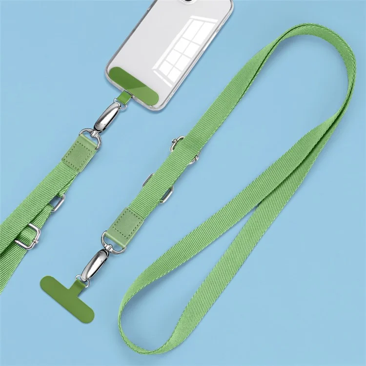 Correa Antipelusas para Teléfono con Hebilla de Metal, Pestaña de Tether de PC Correa de Poliéster Ajustable para Teléfono Celular - Verde Matcha