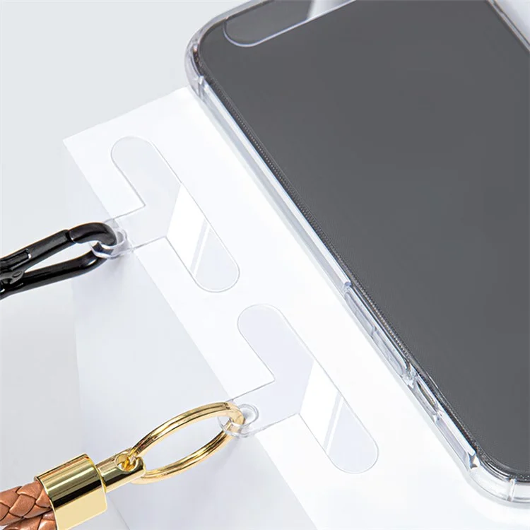 20 unidades / Paquete Funda de Teléfono con Cuerda Anti-Pérdida Parche Universal con Orificio para Correa de Muñeca o Cuello - TPU Transparente