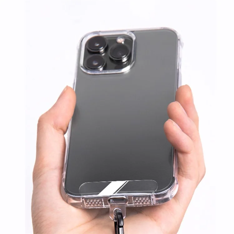 20 unidades / Paquete Funda de Teléfono con Cuerda Anti-Pérdida Parche Universal con Orificio para Correa de Muñeca o Cuello - TPU Transparente