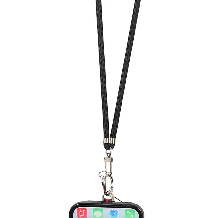 6mm x 160cm Halsgehenkte Handyhalterung Anti-Verlust Zweiwege-Verstellbar Handyhalter Umhängetasche - Schwarz