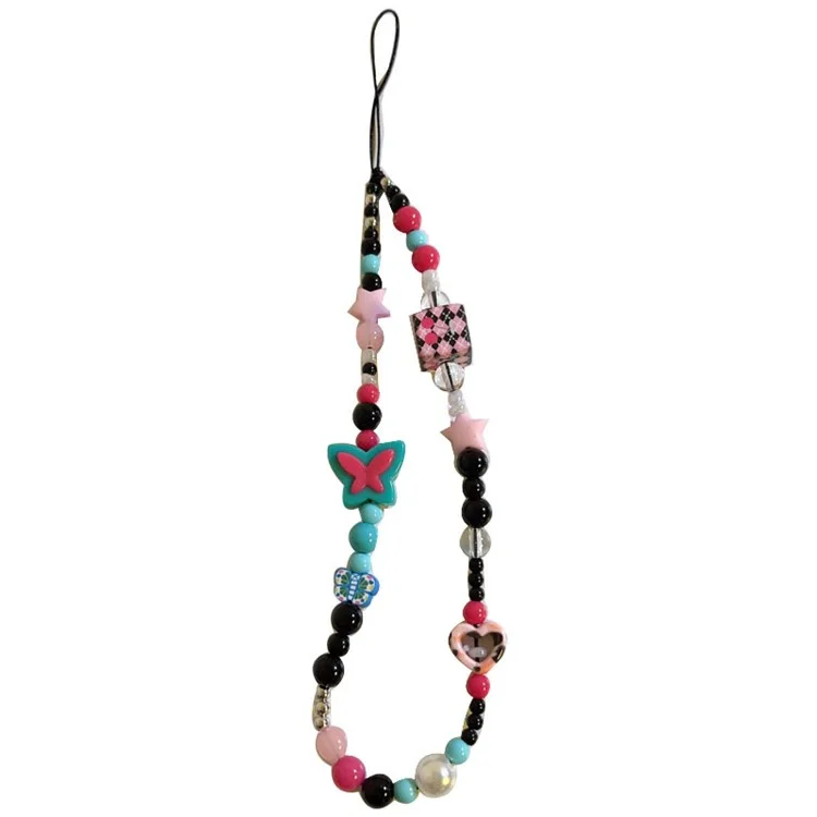 678 Universal Mobile Phone Lanyard Colorful Beaded Keychain Cellphone Resin Wrist Strap
