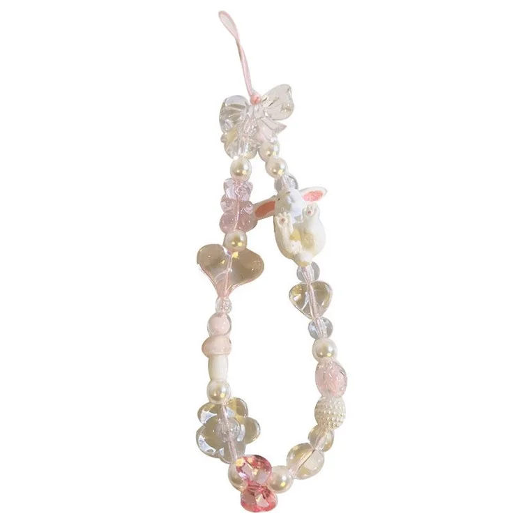 384 Mignon Lapin Décor Mobile Téléphone Cordon Porte-clés Résine Perles de téléphone portable Sangle de poignet pour Appareil photo CCD 