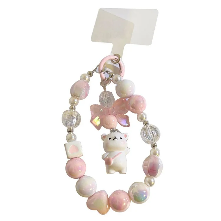 404 Süßer Bär Dekor Handy-Armband Universal Mobile Phone Beads Lanyard Harz Schlüsselanhänger