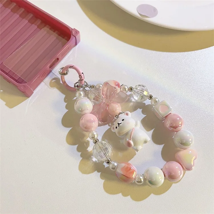 404 Süßer Bär Dekor Handy-Armband Universal Mobile Phone Beads Lanyard Harz Schlüsselanhänger