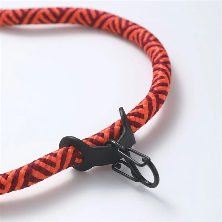 Neck-Mounted Phone Lanyard 8mm Polyester+Metal Anti-Lost Smartphone Hanging Rope with Tether Tab - Rose