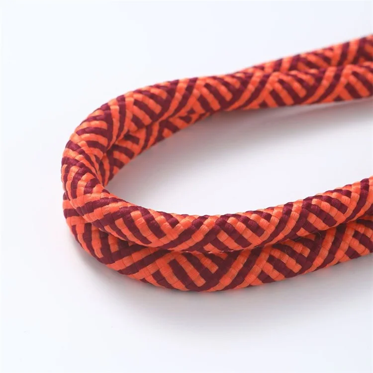 Neck-Mounted Phone Lanyard 8mm Polyester+Metal Anti-Lost Smartphone Hanging Rope with Tether Tab - Rose