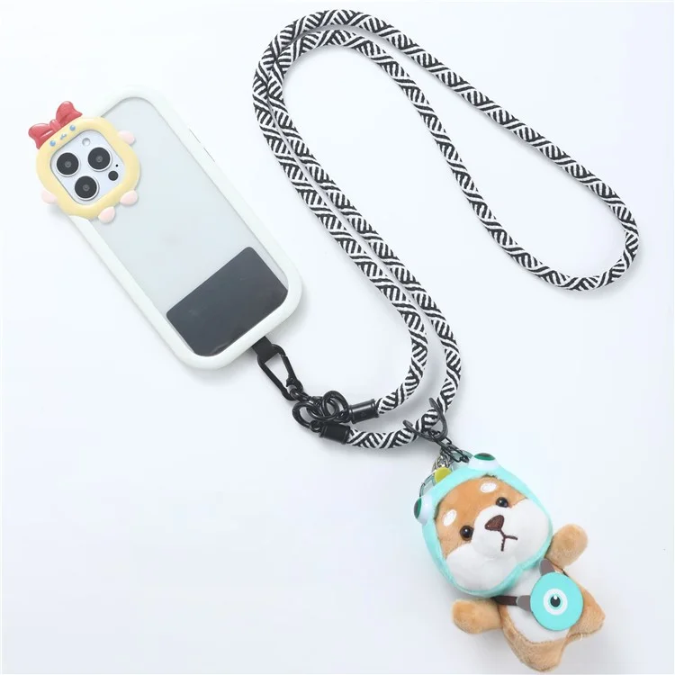 Neck-Mounted Phone Lanyard 8mm Polyester+Metal Anti-Lost Smartphone Hanging Rope with Tether Tab - Rose