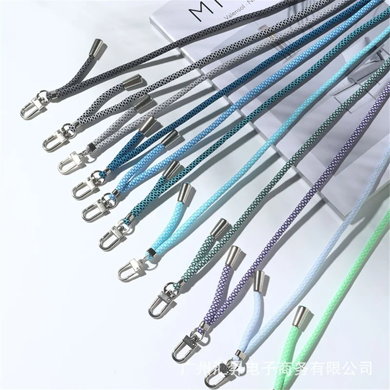 Adjustable Dual Buckles Lanyard Polyester Phone Neck Strap ID Badge Holder Keys Fan Hanging Rope - Rose