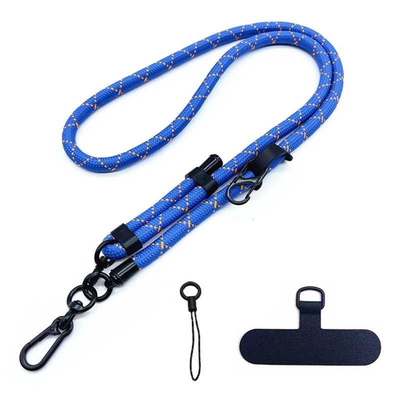 10-миллиметровый регулируемый телефонный шнурок Anti-Lost Crossbody Cellphone Strap Neck Hanging Rope с тетерным язычком - Синий+Оранжевый