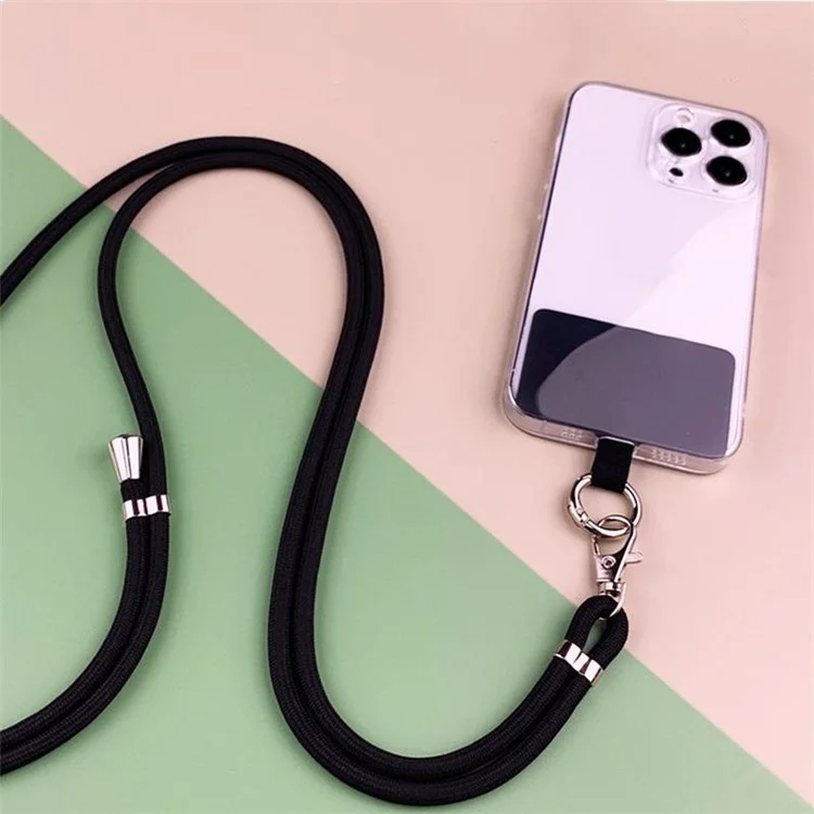 Alça de Pescoço de Poliéster Ajustável de 5mm para Telefone Celular com Patch - Cáqui
