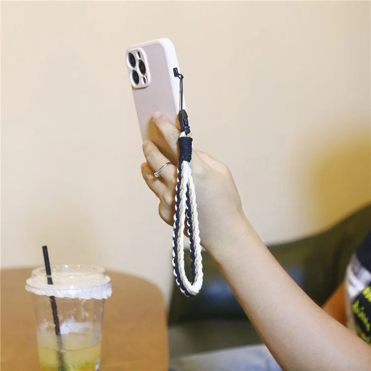 P68036 Handgelenkschlaufe Schlüsselband Gewebtes Handgelenksband für Handy-Hülle Kamera Schlüsselanhänger - Farbiges Kaffee