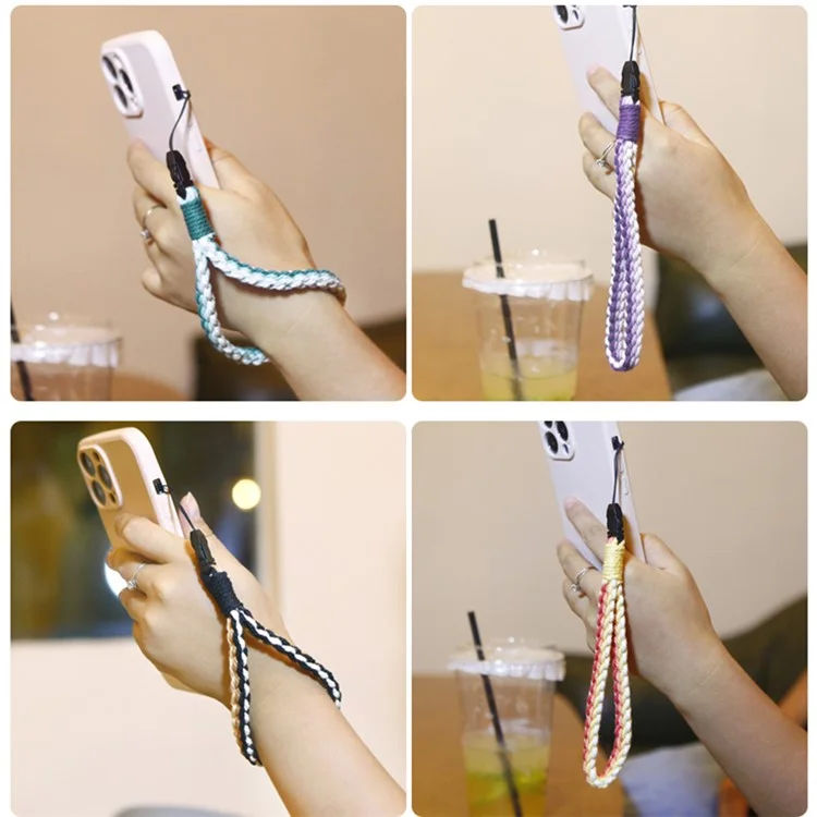 P68036 Hand Wrist Strap Lanyard Weave Cell Phone Wristlet Straps for Phone Case Camera Key Chain - Colorful Red
