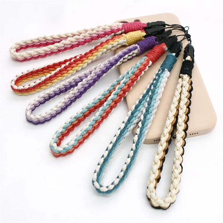 P68036 Hand Wrist Strap Lanyard Weave Cell Phone Wristlet Straps for Phone Case Camera Key Chain - Colorful Red