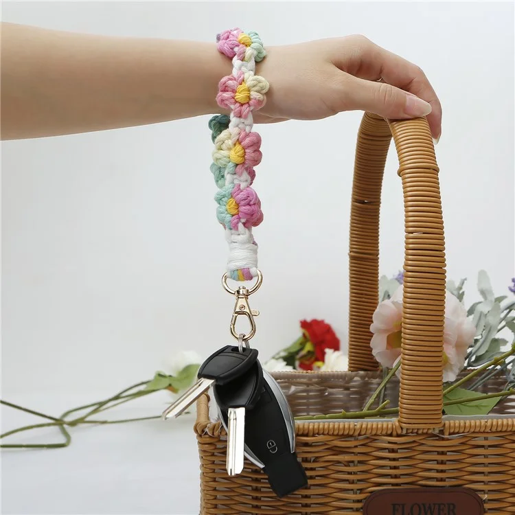 K68566 Boho Flower Phone Wrist Strap Phone Case Lanyard Pendant Decorations Handmade Keychain - Style 1