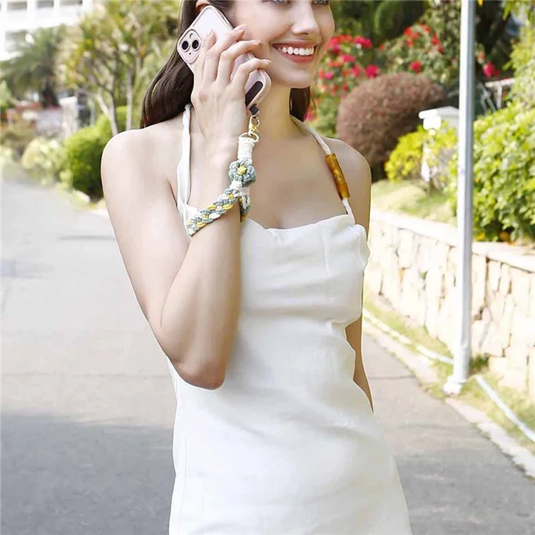 K68568 Daisy Phone Wrist Strap Phone Case Lanyard Pendant Decoration Keychain - Verde