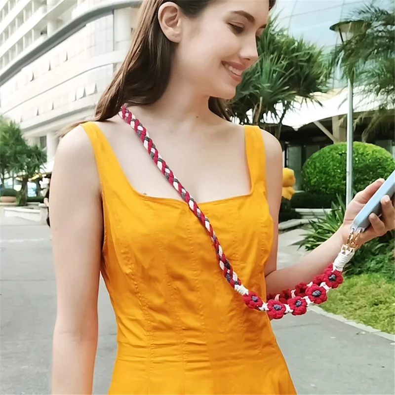 K68569 Crossbody Phone Lanyard Daisy Shoulder Neck Strap for Phone Case Keys Keychain - White