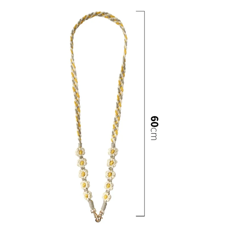 K68569 Crossbody Phone Lanyard Daisy Shoulder Neck Strap for Phone Case Keys Keychain - White