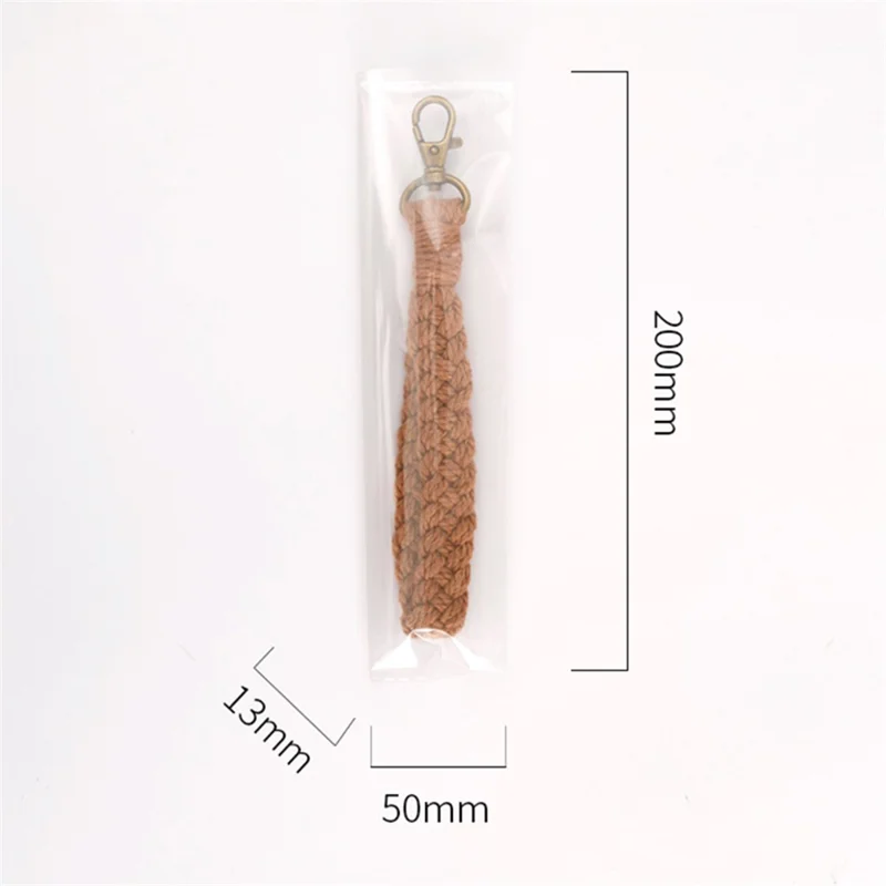 K68377 Solid Color Wrist Strap Weave Phone Lanyard Charm Wristlet Keychain for Phone Case - White